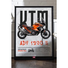 Duvarda Ktm Adv 1290 Siyah Ahşap Çerçeveli Poster, Dekoratif Motosiklet Duvar Tablosu