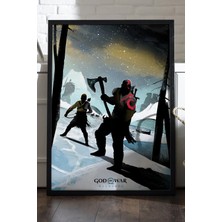 Duvarda God Of War Siyah Ahşap Çerçeveli Poster, Dekoratif Oyun Duvar Tablosu