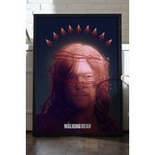 Duvarda The Walking Dead Daryl Dixon Siyah Ahşap Çerçeveli Poster, Dizi Duvar Tablosu