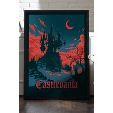 Duvarda Castlevania Siyah Ahşap Çerçeveli Poster, Dekoratif Oyun Duvar Tablosu