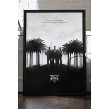 Duvarda Gta V Siyah Ahşap Çerçeveli Poster, Dekoratif Oyun Duvar Tablosu