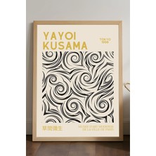 Duvarda Yayoi Kusama Doğal Ahşap Çerçeveli Poster, Dekoratif Sanatsal Duvar Tablosu