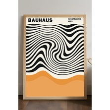 Duvarda Bauhaus Doğal Ahşap Çerçeveli Poster, Dekoratif Sanatsal Duvar Tablosu