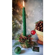 Yağmur Store Balmumu Mum Yeşil (2 Adet 27.5cm) Kalın Burgu Burgulu Balmumu Şamdan Mumu Dekoratif Mum (Yeşil) Mum Balmumu
