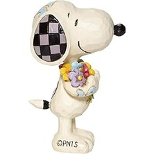 NY Home Peanuts By Jim Shore Snoopy Bahar Çiçekleri Tutan Minyatür Heykelcik, 7 Cm, Çok Renkli