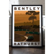 Duvarda Bentley Siyah Ahşap Çerçeveli Poster, Spor Araba Duvar Tablosu
