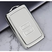BigKey Renault Clio 5 Megane 4 Uyumlu Austural Kart Model Anahtar Kılıfı  Beyaz Silver