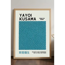 Duvarda Yayoi Kusama Doğal Ahşap Çerçeveli Poster, Dekoratif Sanatsal Duvar Tablosu