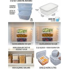 Yağmur Store Kapaklı Saklama Kabı 3'lü Set, 3000 ml Her Biri, Şeffaf, Bpa Içermez, Hava Geçirmez, Istiflenebilir