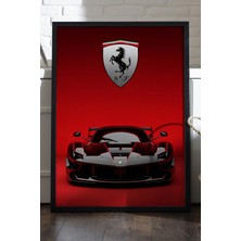 Duvarda Ferrari Fxx-K Evo Siyah Ahşap Çerçeveli Poster, Dekoratif Araba Duvar Tablosu