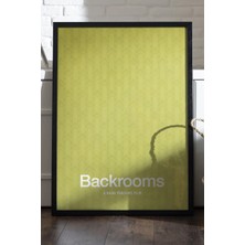 Duvarda Backrooms Siyah Ahşap Çerçeveli Poster, Dekoratif Film Duvar Tablosu