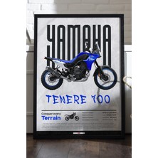 Duvarda Yamaha Tenere 700 Siyah Ahşap Çerçeveli Poster, Dekoratif Motosiklet Duvar Tablosu