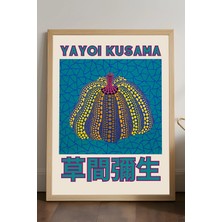 Duvarda Yayoi Kusama Doğal Ahşap Çerçeveli Poster, Dekoratif Sanatsal Duvar Tablosu