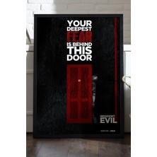 Duvarda Resident Evil Siyah Ahşap Çerçeveli Poster, Dekoratif Oyun Duvar Tablosu