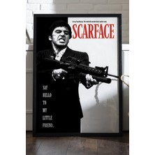 Duvarda Scarface Siyah Ahşap Çerçeveli Poster, Dekoratif Film Duvar Tablosu
