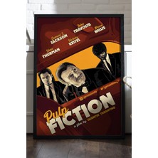 Duvarda Pulp Fiction Siyah Ahşap Çerçeveli Poster, Dekoratif Film Duvar Tablosu