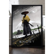 Duvarda Ghost Of Yotei Siyah Ahşap Çerçeveli Poster, Dekoratif Oyun Duvar Tablosu