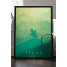 Duvarda Zelda Siyah Ahşap Çerçeveli Poster, Dekoratif Oyun Duvar Tablosu