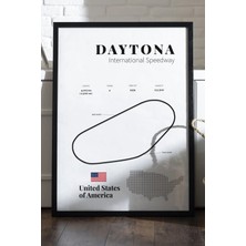 Duvarda Daytona Formula 1 Siyah Ahşap Çerçeveli Poster, Dekoratif Harita Duvar Tablosu