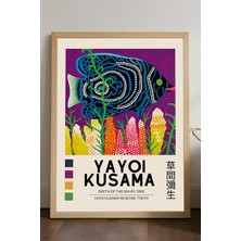 Duvarda Yayoi Kusama Doğal Ahşap Çerçeveli Poster, Dekoratif Sanatsal Duvar Tablosu