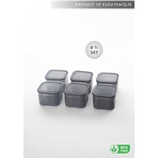 NY Home Erzak Saklama Kabı Sızdırmaz Kapak6'lı Set Füme -(Ölçü Kabı Hediyeli)