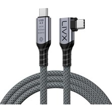 NY Home Usb4 Kablo 90 Derece Usb-C To Usb-C 40GBPS Veri Aktarım, 240W Pd Hızlı Şarj, 8K@60Hz Görüntü Desteği, Thunderbolt 3/4 ile Uyumlu, Örgülü Dayanıklı Şarj ve Data Kablosu Klv-Y (50, 50, Santimetre)
