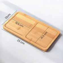 Yağmur Store 2 Bölmeli Doğal Bambu Ikram Tepsisi - Kahve ve Atıştırmalık Sunum Tabağı - Kurabiye ve Çay Servisliği (23X12 Cm)