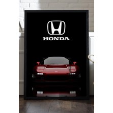 Duvarda Honda Nsx Siyah Ahşap Çerçeveli Poster, Dekoratif Araba Duvar Tablosu