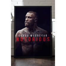 Duvarda Conor Mcgregor Ufc Siyah Ahşap Çerçeveli Poster, Dekoratif Dövüş Duvar Tablosu