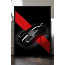 Duvarda Lamborghini Countach Siyah Ahşap Çerçeveli Poster, Dekoratif Araba Duvar Tablosu