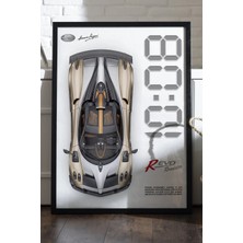 Duvarda Revo Roadster Siyah Ahşap Çerçeveli Poster, Dekoratif Araba Duvar Tablosu