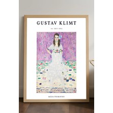Duvarda Gustav Klimt Doğal Ahşap Çerçeveli Poster, Dekoratif Sanatsal Duvar Tablosu
