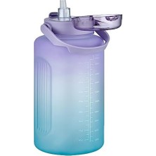 NY Home Mega Büyük Boy 2500ML 2.5litre Pipetli/pipetsiz Kullanım Çift Renk Motivasyon Matarası
