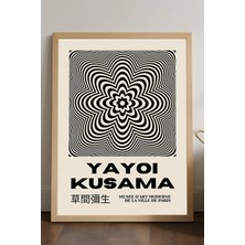 Duvarda Yayoi Kusama Doğal Ahşap Çerçeveli Poster, Dekoratif Sanatsal Duvar Tablosu