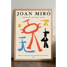 Duvarda Joan Miro Doğal Ahşap Çerçeveli Poster, Dekoratif Sanatsal Duvar Tablosu