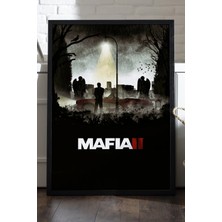 Duvarda Mafia Siyah Ahşap Çerçeveli Poster, Dekoratif Oyun Duvar Tablosu