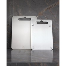 Yağmur Store Paslanmaz Çelik Doğrama Tahtası Büyük Boy ve Küçük Boy 2'li Set 20X30 ve 25X33 cm