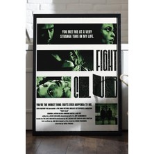 Duvarda Fight Club Siyah Ahşap Çerçeveli Poster, Dekoratif Film Duvar Tablosu