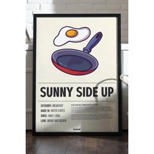 Duvarda Sunny Side Up Ahşap Çerçeveli Poster, Dekoratif Mutfak Duvar Tablosu