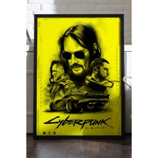 Duvarda Cyberpunk Siyah Ahşap Çerçeveli Poster, Dekoratif Oyun Duvar Tablosu