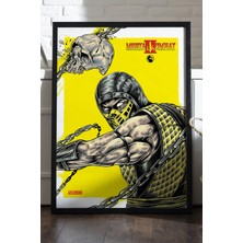 Duvarda Mortal Kombat Siyah Ahşap Çerçeveli Poster, Dekoratif Oyun Duvar Tablosu