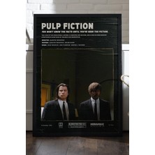 Duvarda Pulp Fiction Siyah Ahşap Çerçeveli Poster, Dekoratif Film Duvar Tablosu
