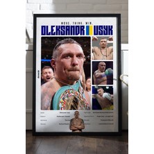 Duvarda Oleksandr Usyk Boks Siyah Ahşap Çerçeveli Poster, Dekoratif Dövüş Duvar Tablosu