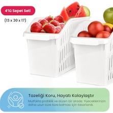 NY Home Hobby Life Orgamix 4’lü Dar Buzdolabı ve Dolap Içi Düzenleyici Set – Hava Alan Kanallı, Sebze ve Meyve Sepeti