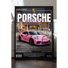 Duvarda Porsche 911 Gt3 Rs Siyah Ahşap Çerçeveli Poster, Dekoratif Araba Duvar Tablosu