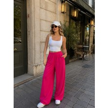 Mayla Kadın Beli Lastikli Bol Paça Pantolon
