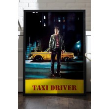 Duvarda Taxi Driver Siyah Ahşap Çerçeveli Poster, Dekoratif Film Duvar Tablosu