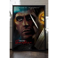 Duvarda Scarface Siyah Ahşap Çerçeveli Poster, Film Duvar Tablosu