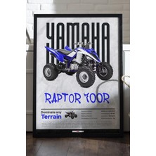 Duvarda Yamaha Raptor 700R Siyah Ahşap Çerçeveli Poster, Dekoratif Motosiklet Duvar Tablosu
