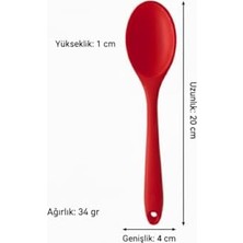 Yağmur Store Silikon Kaşık + Silikon Mama Kaşığı 2’li Set - Isıya Dayanıklı, Çizmez, Tek Parça Tasarım (Kırmızı)